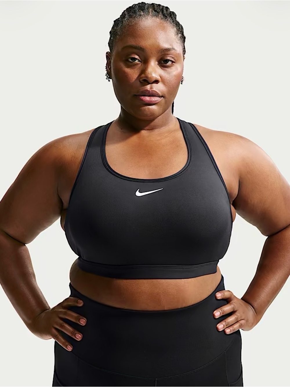 Nike Women’s 1X Swoosh Medium Support Padded Racerback Sports Bra Black